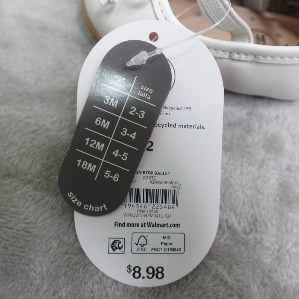 Wonder Nation Toddler Girls Size 3 Bow Ballet Flat Shoes White - Picture 8 of 11